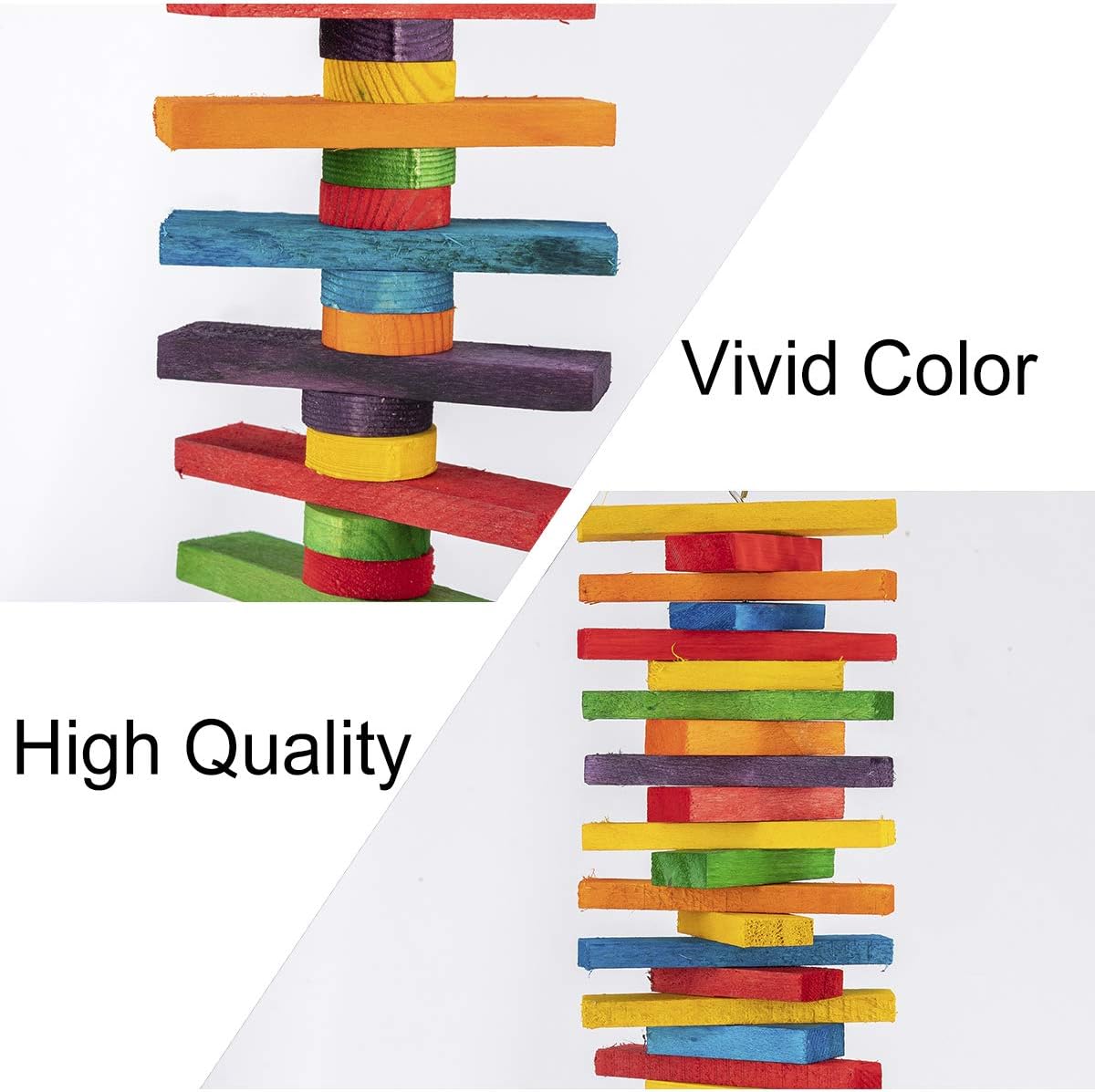 Sixteen inch and twelve inch pet safe parrot enrichment toys