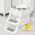 Forbena kids potty training toilet seat front view white and grey toddler ladder chair