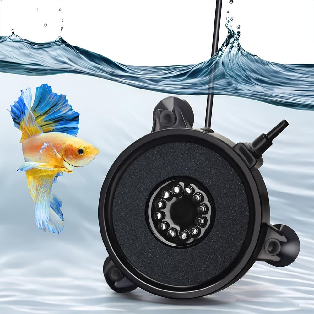 DaToo Aquarium LED Air Bubble Stone Disk 2 Inch with 6 Dazzle Color LEDs Fish Tank Oxygen Bubble LED Light Color Auto Changing with 3.5ft Air Tubing - Image 9