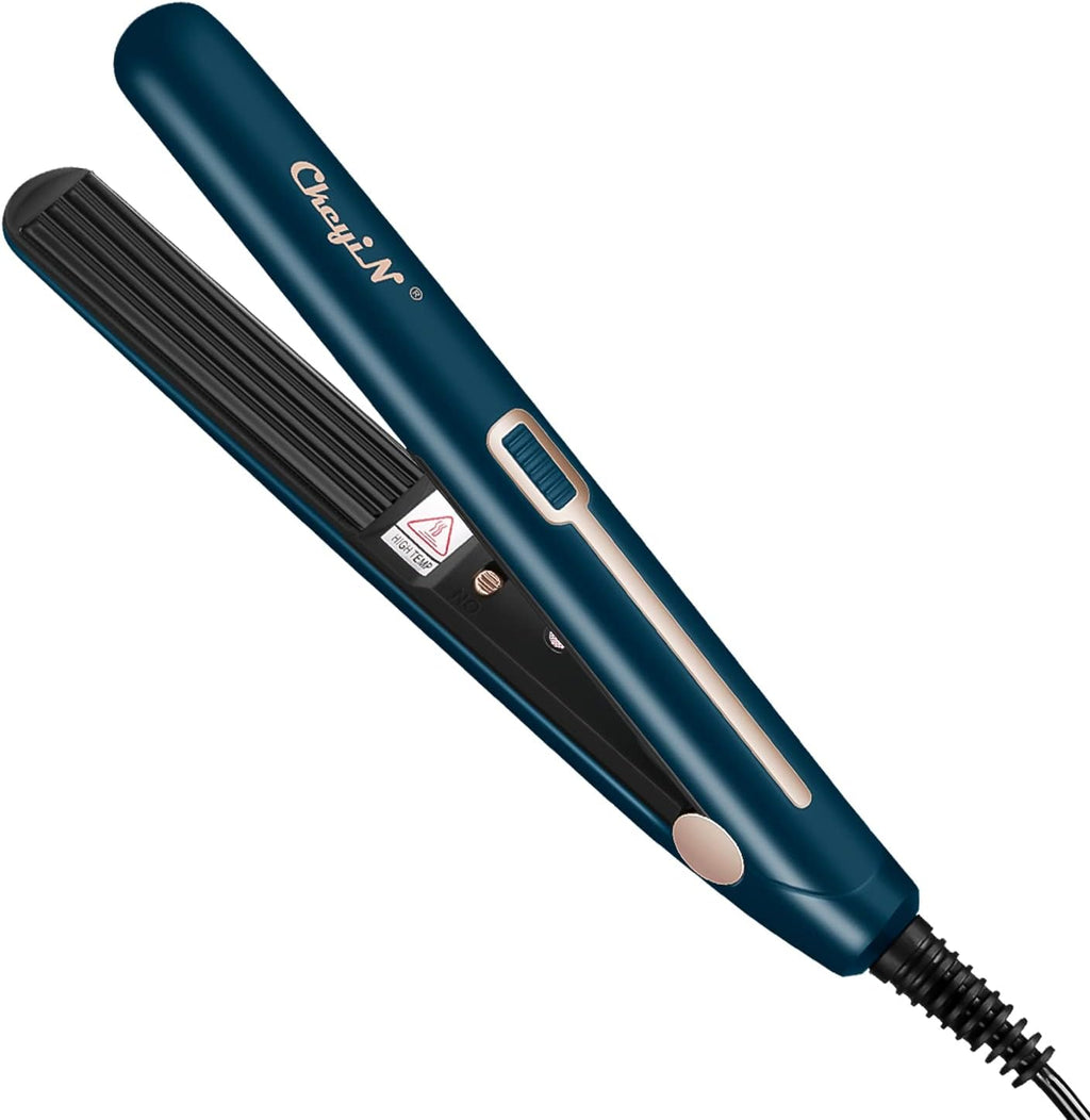 CkeyiN Professional Mini Hair Crimping Iron front view showcasing emerald green finish.