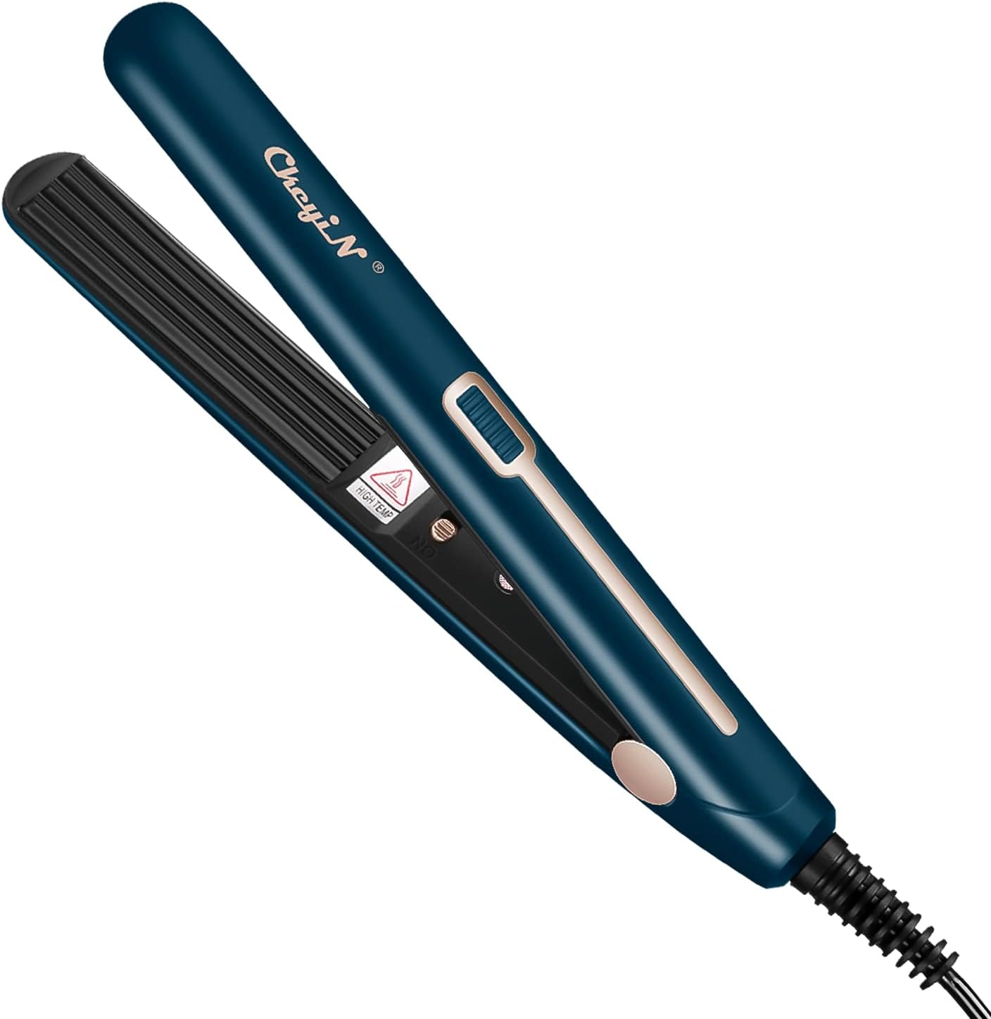 CkeyiN Professional Mini Hair Crimping Iron front view showcasing emerald green finish.