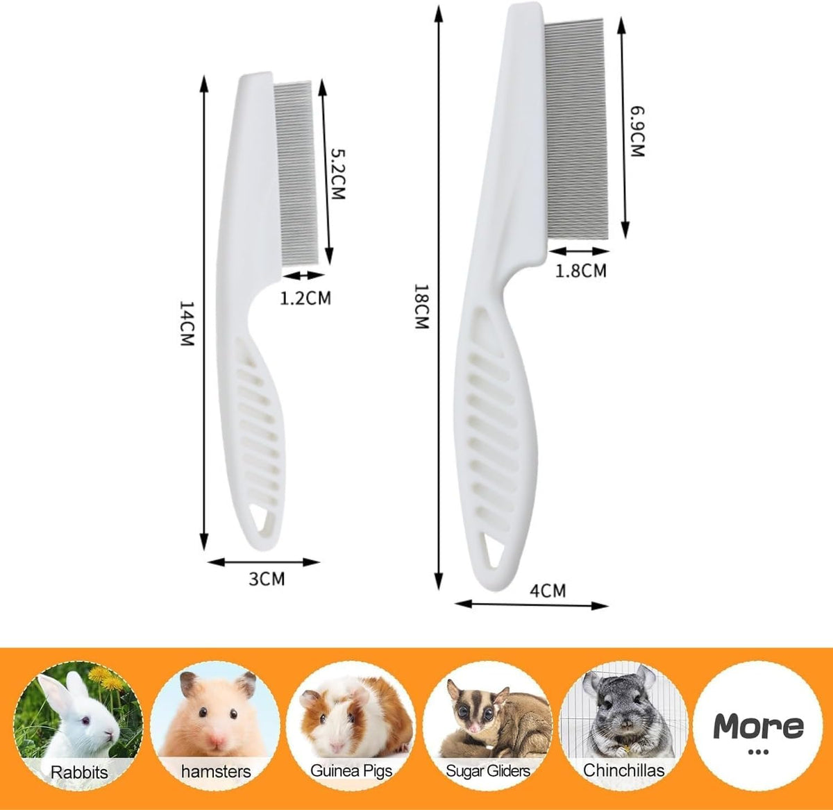 Close up view of the rounded tip design on the stainless steel teeth to ensure safe face grooming.