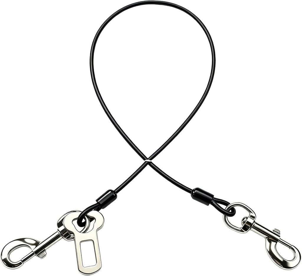 Dog Seat Belt Harness for Car,2pcs Dog Seatbelt of Coated Wire Leash Safety Restraint,No Chew Tether Cable Vehicle Dogs Accessories,Double Clips & Latch (2 Pack Black, 32 inch/80 CM) - Image 12