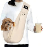 Dog Sling Carrier for Small Dogs & Cats up to 15 lbs, Hands-Free Pet Carrier Bag, Plus Size L Fits 47-53 in Bust, Padded Strap, Safety Leash, Caramel - Image 11
