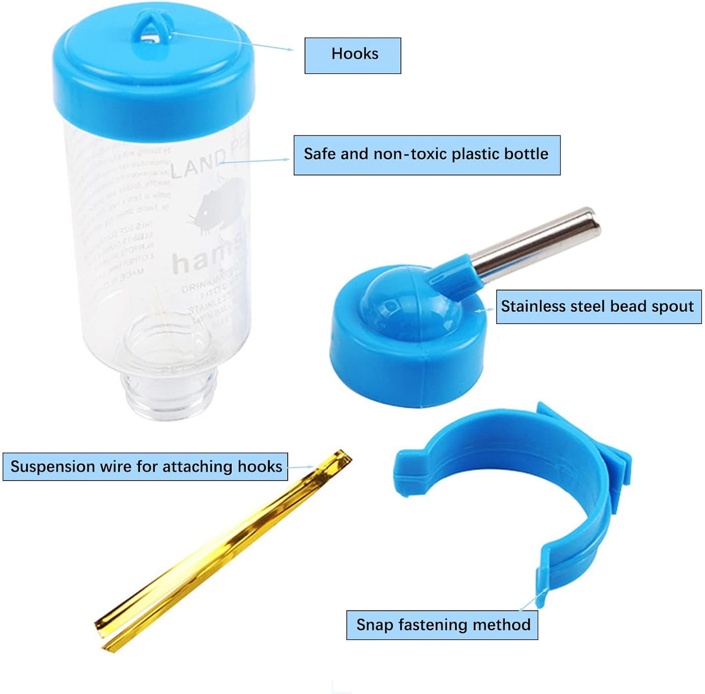 3 Pack Hamster Water Feeder Bottle, 125 ml No-Drip Small Animals Water Dispenser, Pet Hanging Water Bottle for Guinea Pigs, Bunny, Chinchillas, Rabbit - Image 3