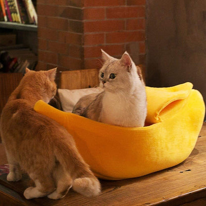 Side profile of Petgrow banana cat bed for kittens and rabbits