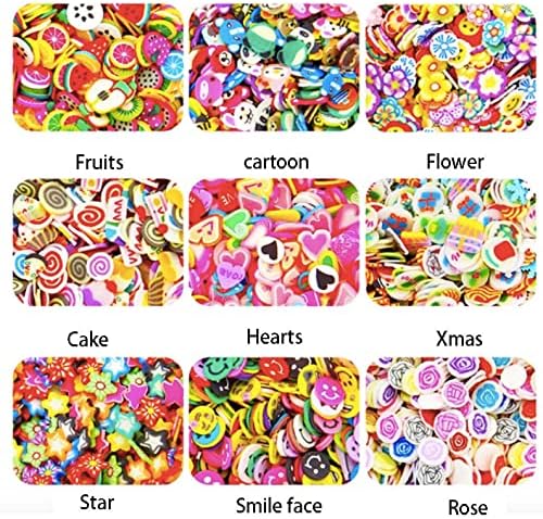 Guirongxin miniature fimo charms spread out to display eighteen different colorful fruit styles for crafting.