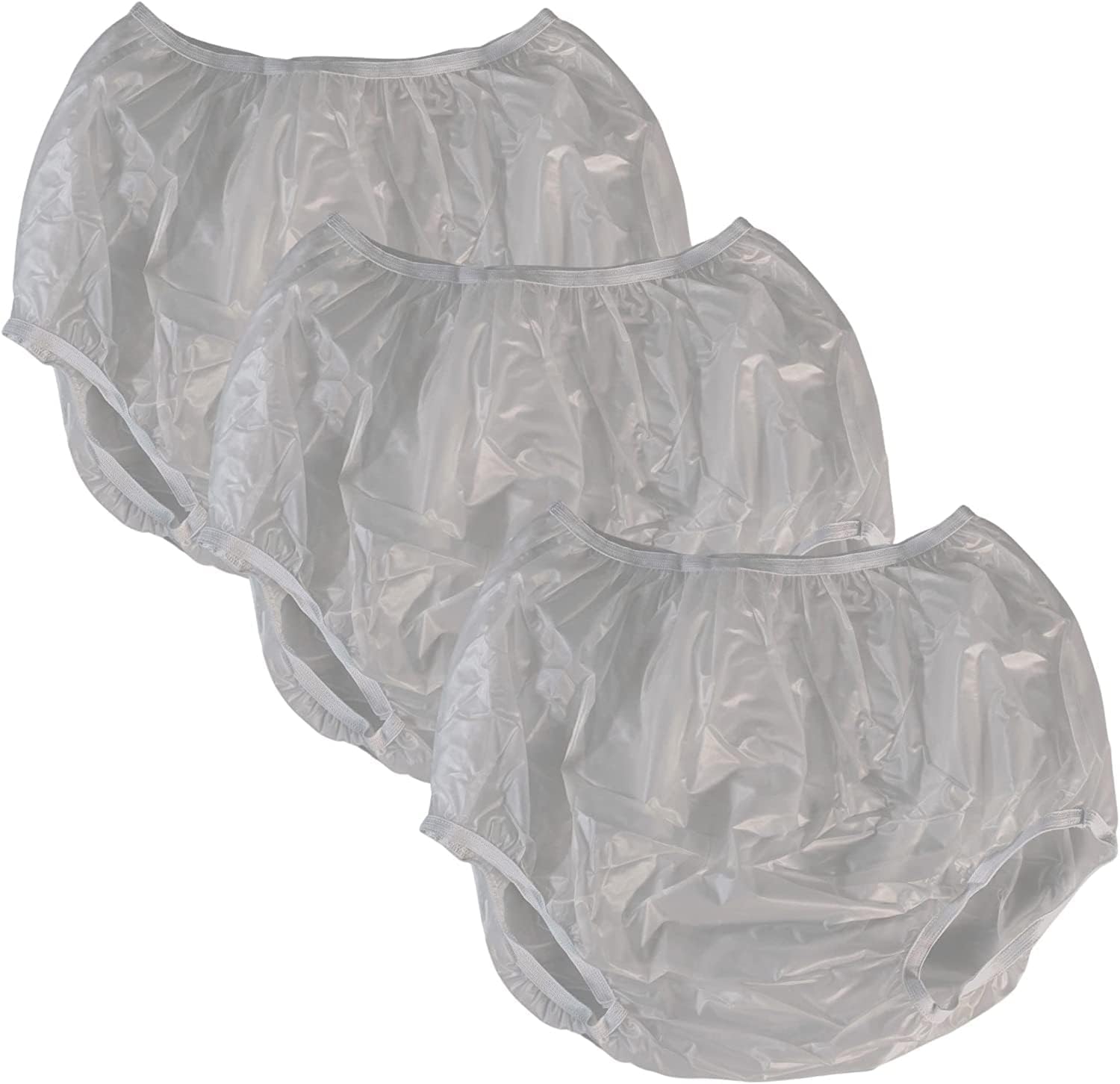 Vakly adult vinyl waterproof incontinence pants front view pack of three