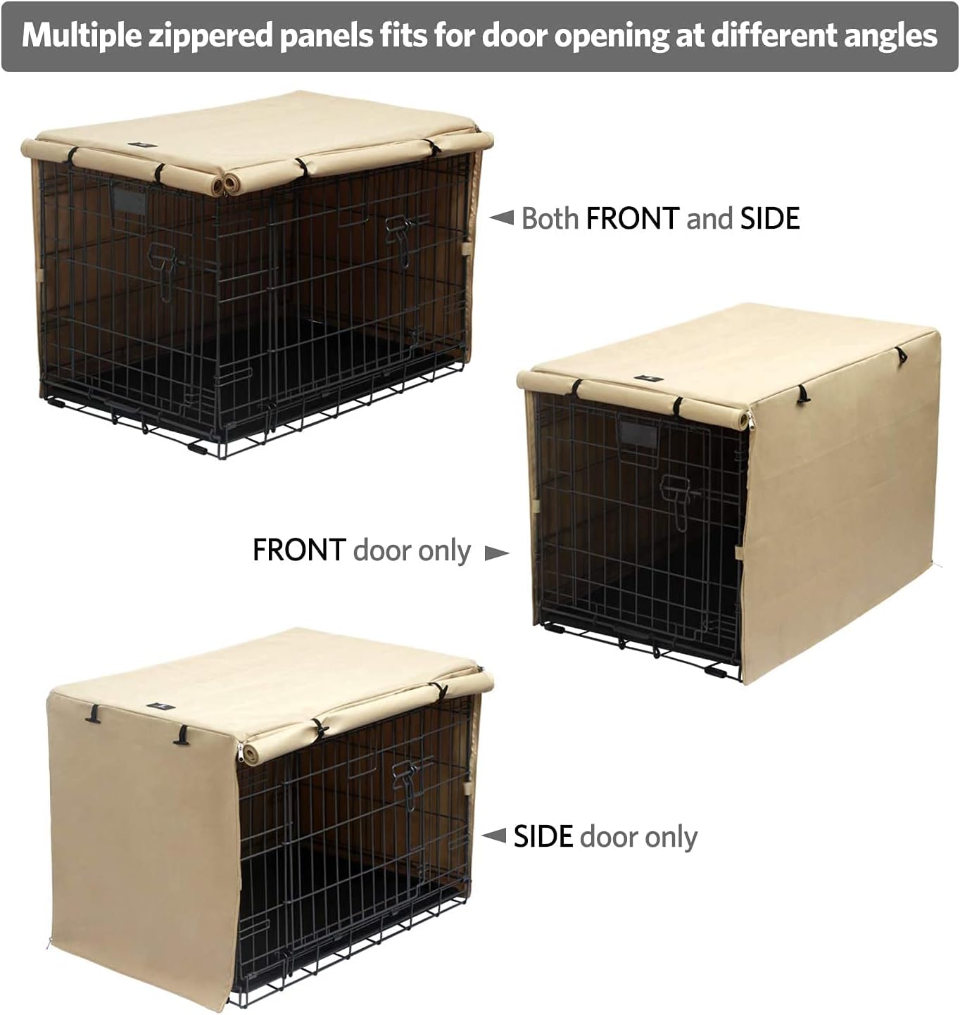 X-ZONE PET wire dog cage cover with toggle locks securing the rolled shade
