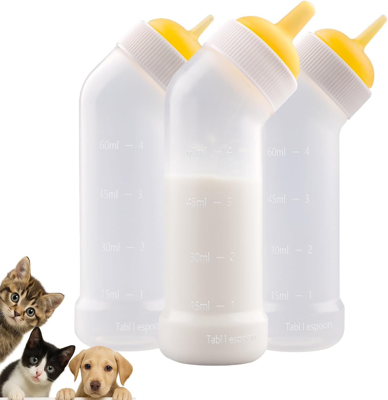 Pet Nursing Bottle for Newborn Animals,Kitten Bottle Feeding Kit Silicone Nipple for Kittens Puppys Rabbits Squirrel (Yellow, Small) - Image 14