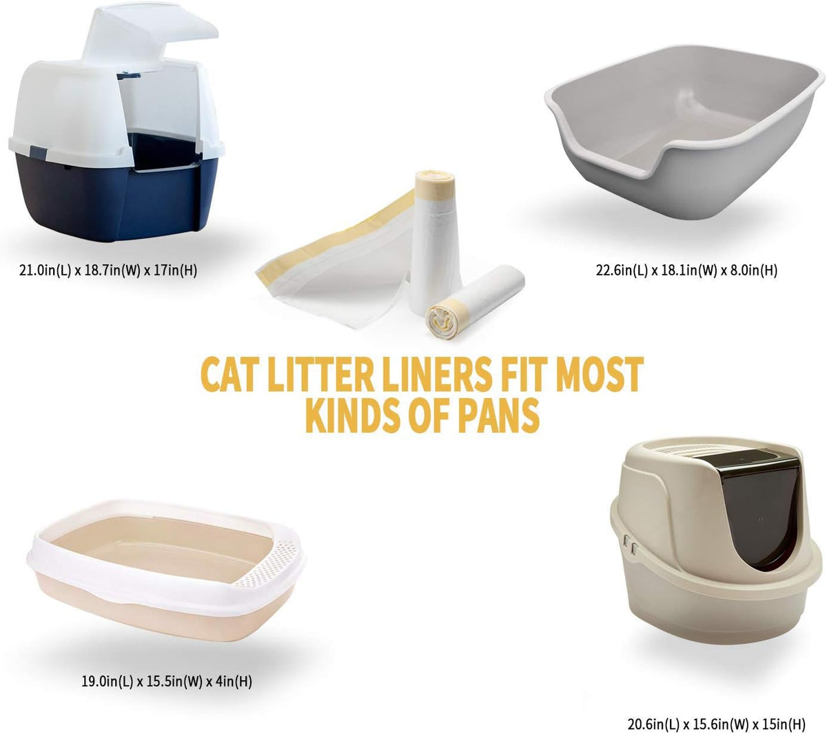 Durable cat litter box liner roll or individual sheets