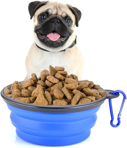 Guardians silicone pet travel bowl being adjusted to different depths for food and water