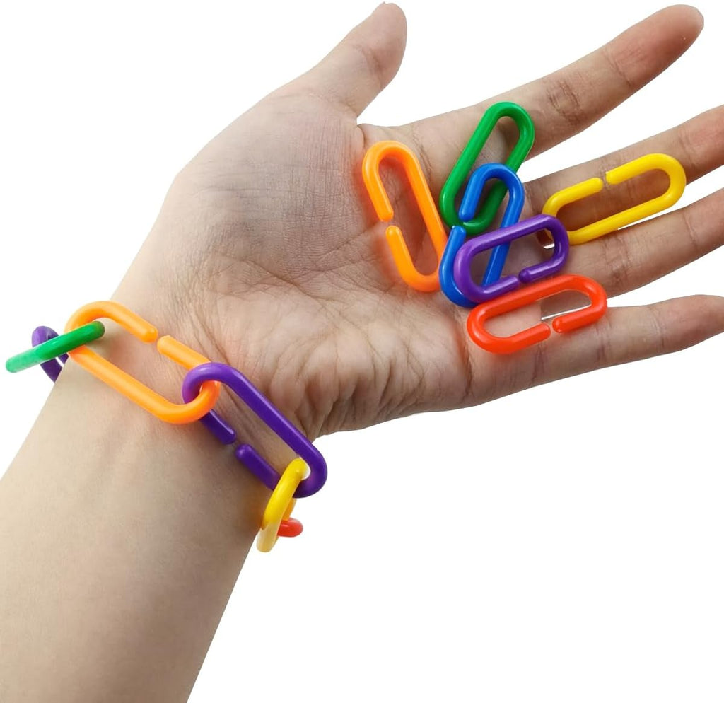 RONYOUNG 620PCS Rainbow C-Clips Plastic Chain Links, Bird Swing & Climbing Chain Cage Toy Clips & Hooks, DIY Kids Learning Toys for Classroom, Suitable for Sugar Glider, Rat, Parrot, Bird - Image 3