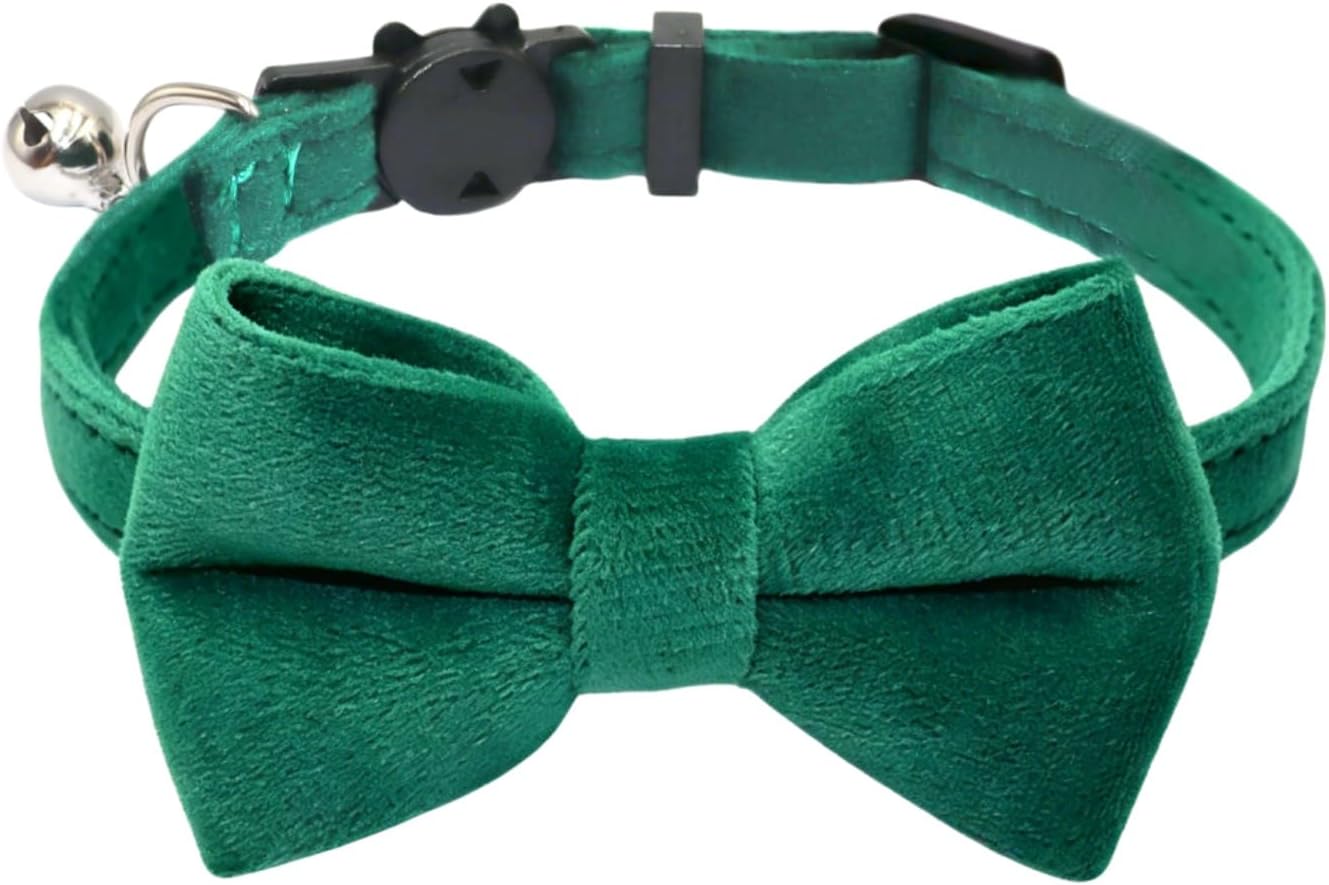 Cat Collar Breakaway with Bell and Removable Bow Tie Safety Buckle Velvet Adjustable 7-11 inches for Kitten Cats (Red) - Image 13