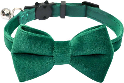 Cat Collar Breakaway with Bell and Removable Bow Tie Safety Buckle Velvet Adjustable 7-11 inches for Kitten Cats (Red) - Image 13