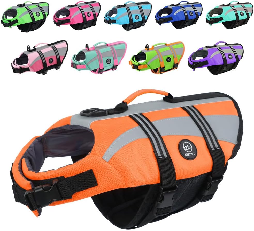 Back view of the turquoise pet safety preserver showing the dual emergency lifting handles.