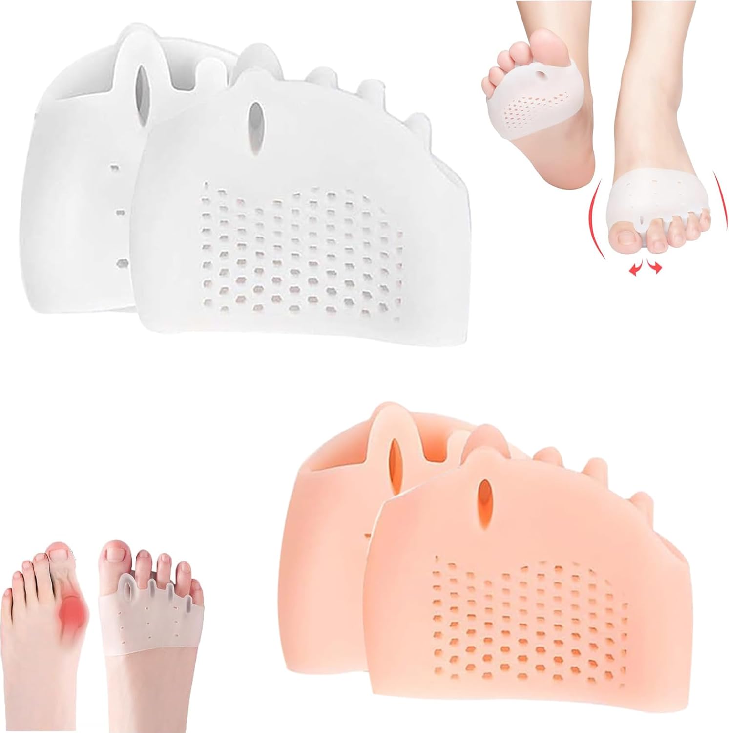 Weraeraw 2 pairs silicone toe separators and bunion corrector front view