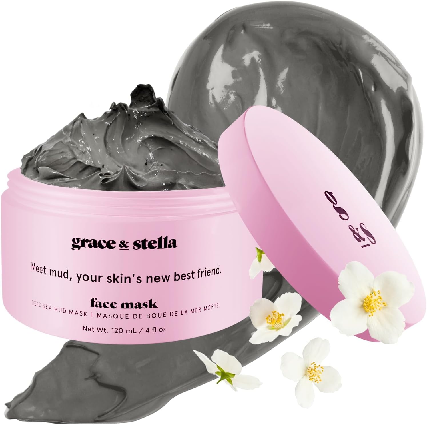 grace & stella Dead Sea Mud Mask 120ml jar with black mineral mud
