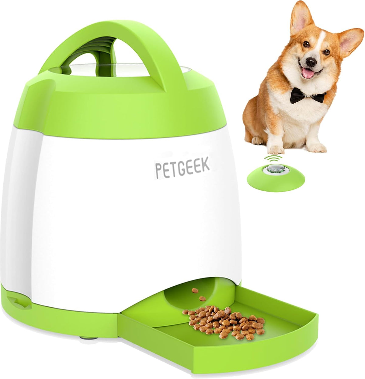PETGEEK Automatic Dog Treat Dispenser, Interactive Pet Toy Food Dispensing for IQ Training, Dog Food Dispenser with Button Remote Push, Dual Power Supply for Indoor Outdoor Use, Blue - Image 9