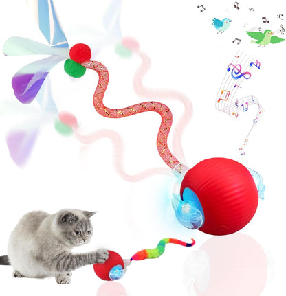 Yaruiguang Speedy Tail 2.0 interactive cat toy ball red front view