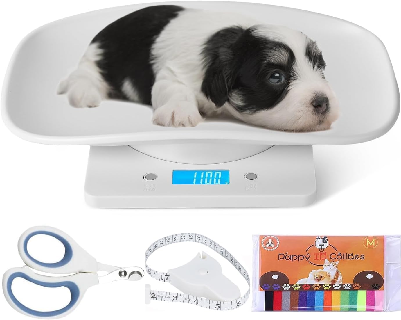 YTCYKJ digital pet scale front view with white curved tray for small animals