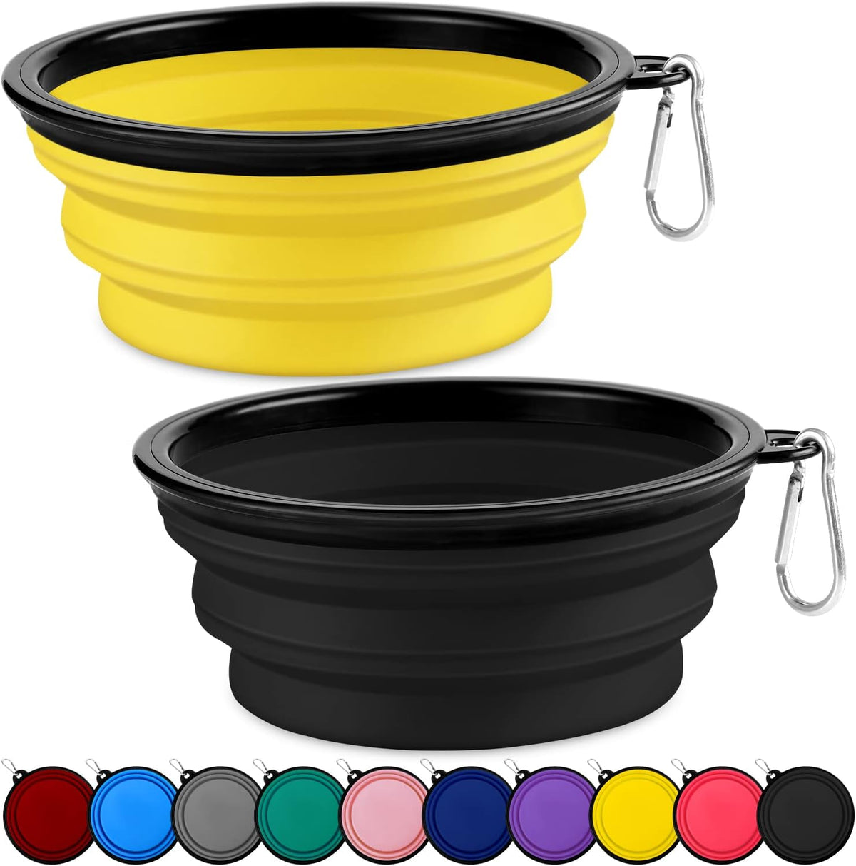 Collapsible Dog Bowls-2 Pack Large Size for Large/Medium Dogs, Pet Travel Water Bowl, Dogs Cat Portable Water Bowl, Dog Pet Feeding Watering Dish Outdoor Hiking Parking Traveling with 2 Carabiners - Image 12