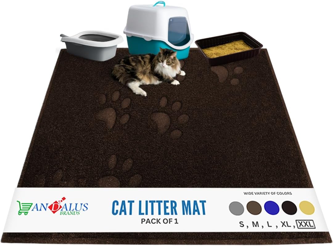 Andalus Small Cat Litter Mat, Pack of 1 - Waterproof, Non-Slip & Easy to Clean Cat Litter Box Mat for Extra Efficient Pet Litter-Trapping, Grey (15.75" X 11.75") - Image 11