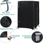 Front panel of the Deckaly bird cage cover rolled up to show cage interior.