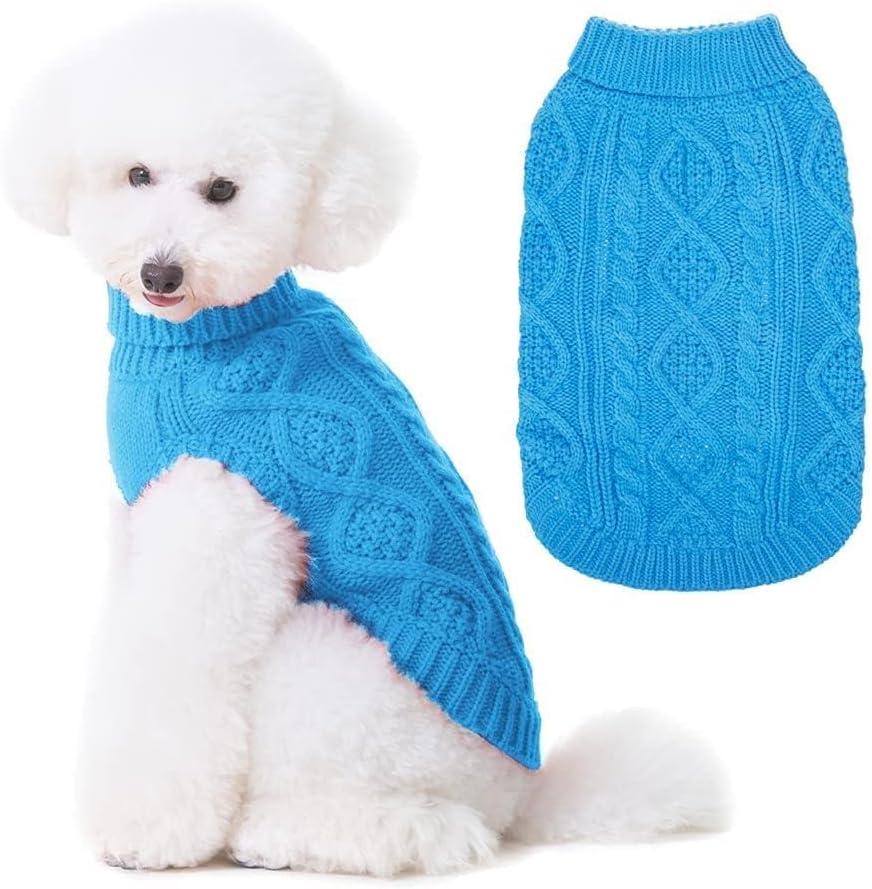 BINGPET Thermal Knitted Dog Sweater for Small Medium Large Dogs,Winter Dog Cat Coat Warm Sweartershirts Outfits,Classic Cable Knit Turtleneck Pullover Dog Jumper Coat Warm Sweartershirts - Image 9