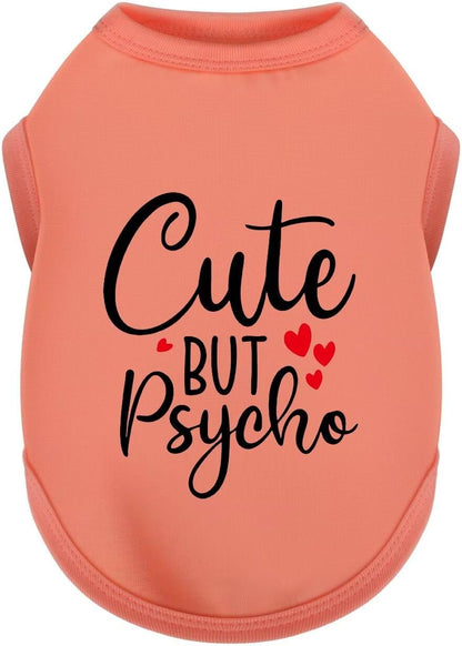 Expressive Cotton Dog Apparel: Soft, Lightweight Puppy Shirt Vest for Small and Medium Dogs, Featuring the Playful 'Cute but Psycho' Slogan Print Rose Red Medium - Image 9