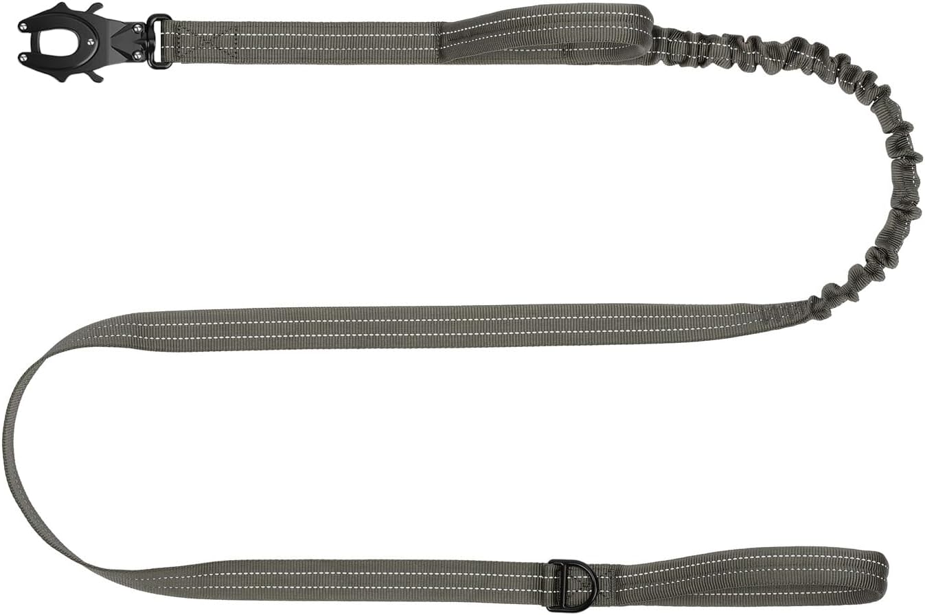 ICEFANG Tactical Dog Leash,K9 Training Walking Bungee Lead with 2 Control Handle,Heavy Duty Quick Release Metal Clasp,Hands Free D-Ring for Medium Large Dogs (4ft,Reflective Brown) - Image 9