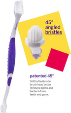 Close up of patented 45 degree angle brush head bristles