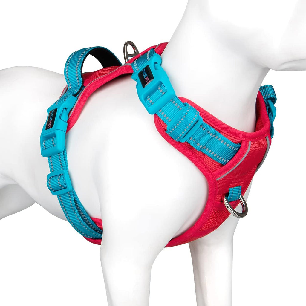 PHOEPET 2019 Upgraded No Pull Dog Harness, Reflective Adjustable Vest, with a Training Handle + 2 Metal Leash Hooks+ 3 Snap Buckles +4 Slide Buckles(L, Pink) - Image 9