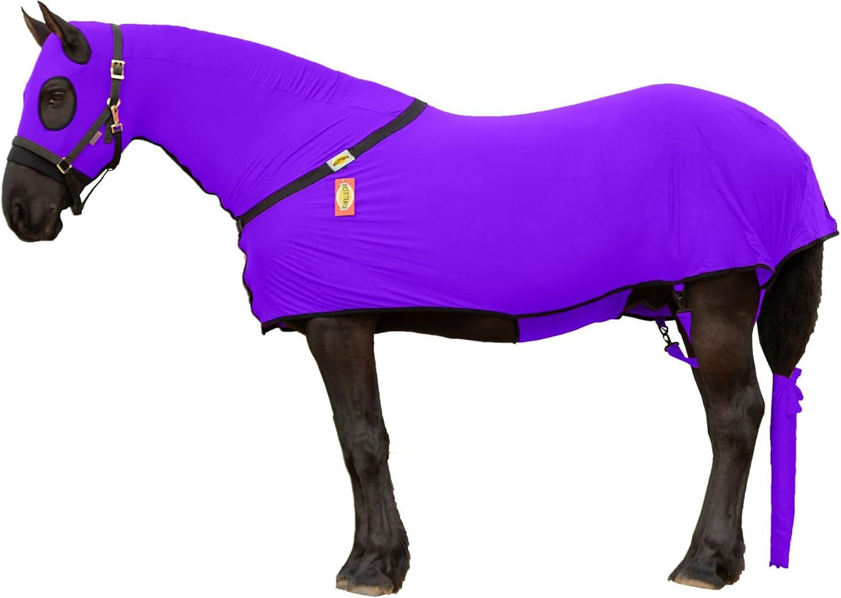 Resistance equine stretch hood with wide eyeholes