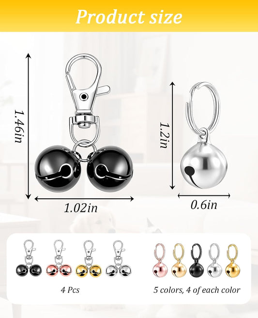 Close up of the secure keyring attachment on the half inch stainless steel pet bell.