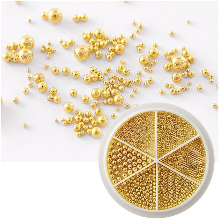 Npxuamtj 6-in-1 mixed metal bead set for nail art front view