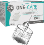 ONE-CARE MediVena Pen Tips 32G 4mm 100 count box front view for diabetic care