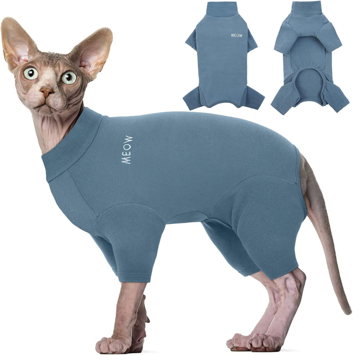 ROZKITCH Sphynx Cat Pajamas Christmas, Breathable Soft Cat Jumpers for Cats Only, Coat with Four Legs, Warm Sweater T-Shirt Pajamas Jumpsuit Vest Cornish Rex Devon Rex Peterbald Red XS - Image 12