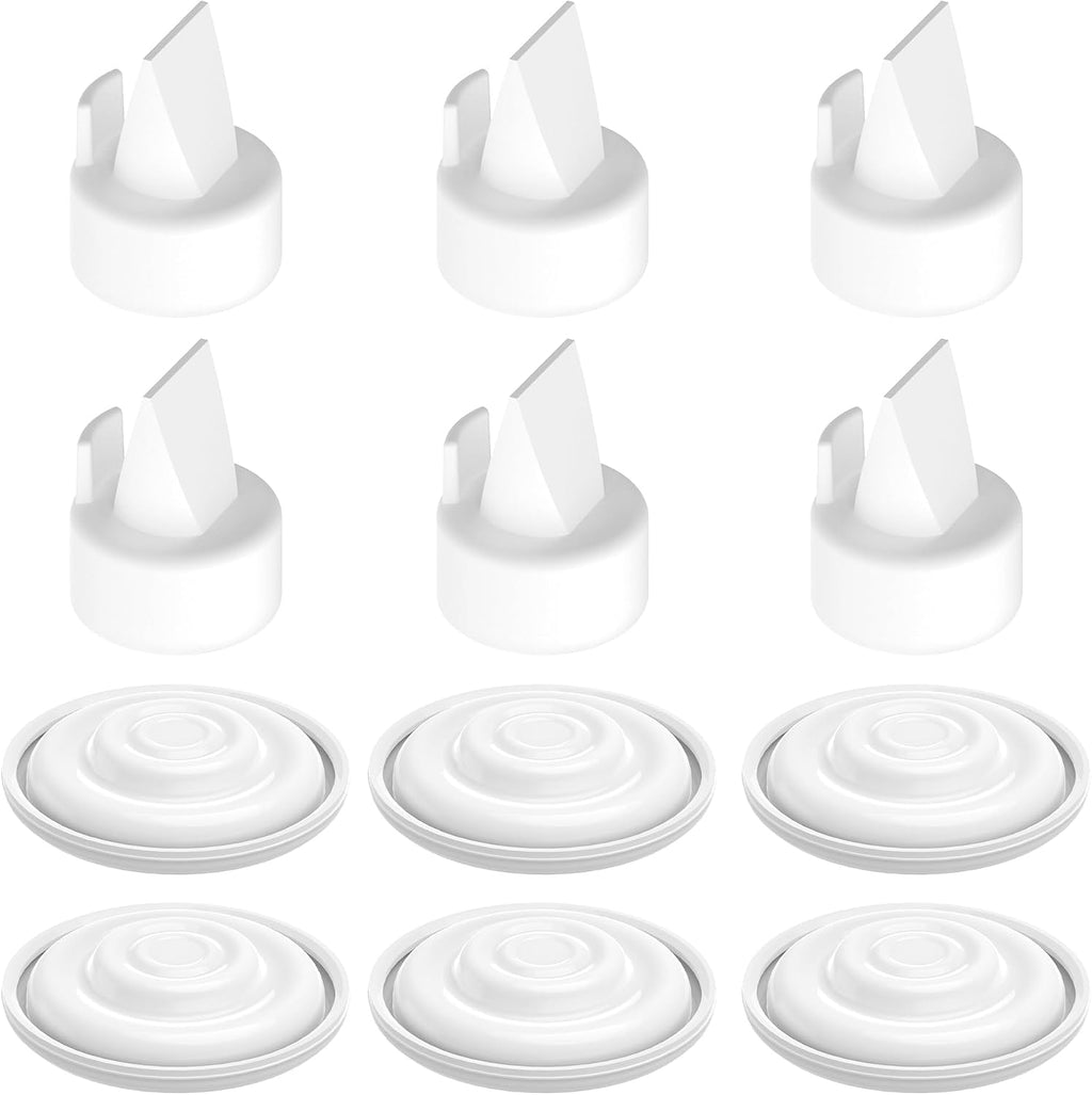 KAIYIV replacement breast pump parts front view showing six silicone duckbill valves and six membranes