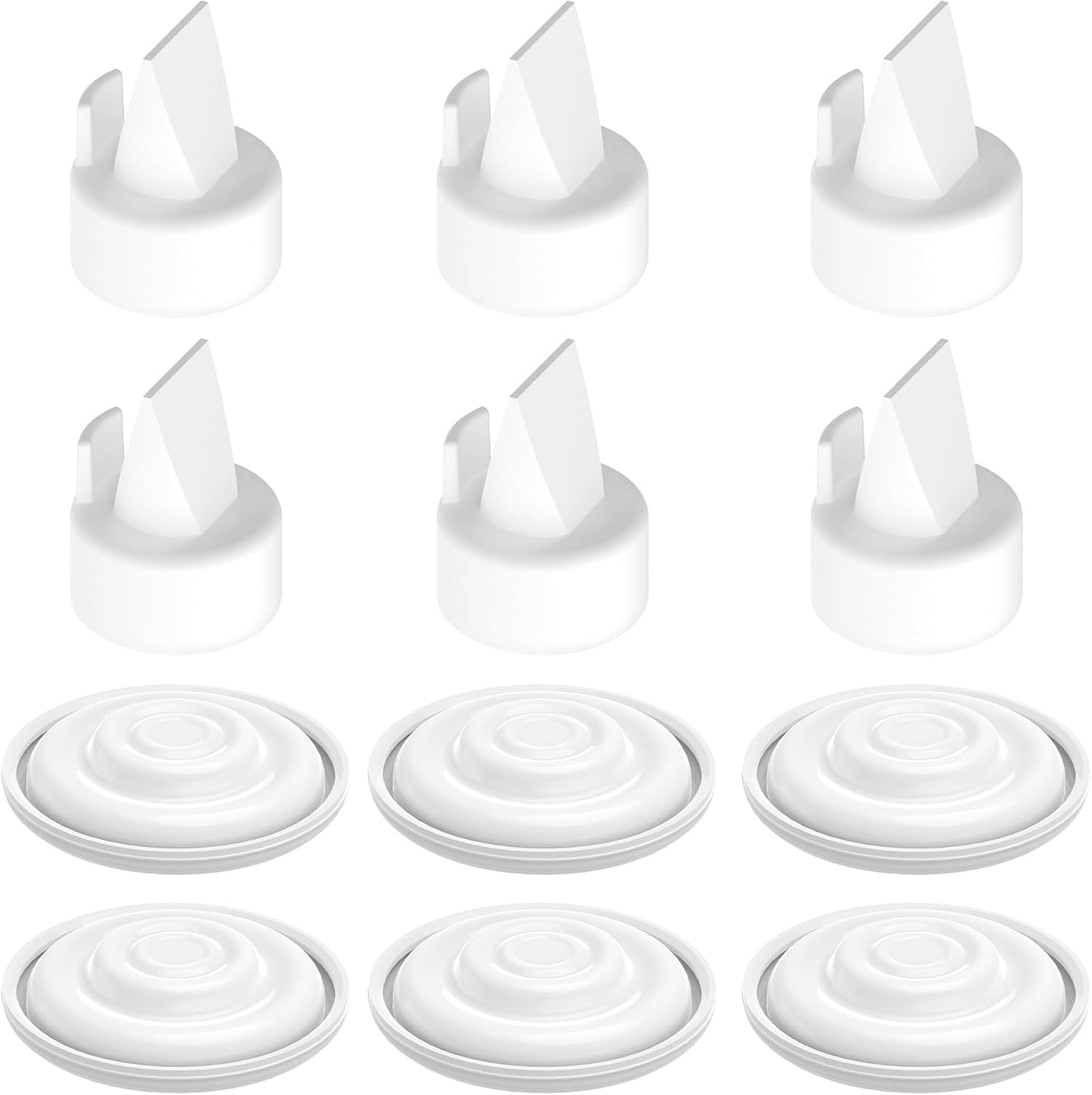 KAIYIV replacement breast pump parts front view showing six silicone duckbill valves and six membranes