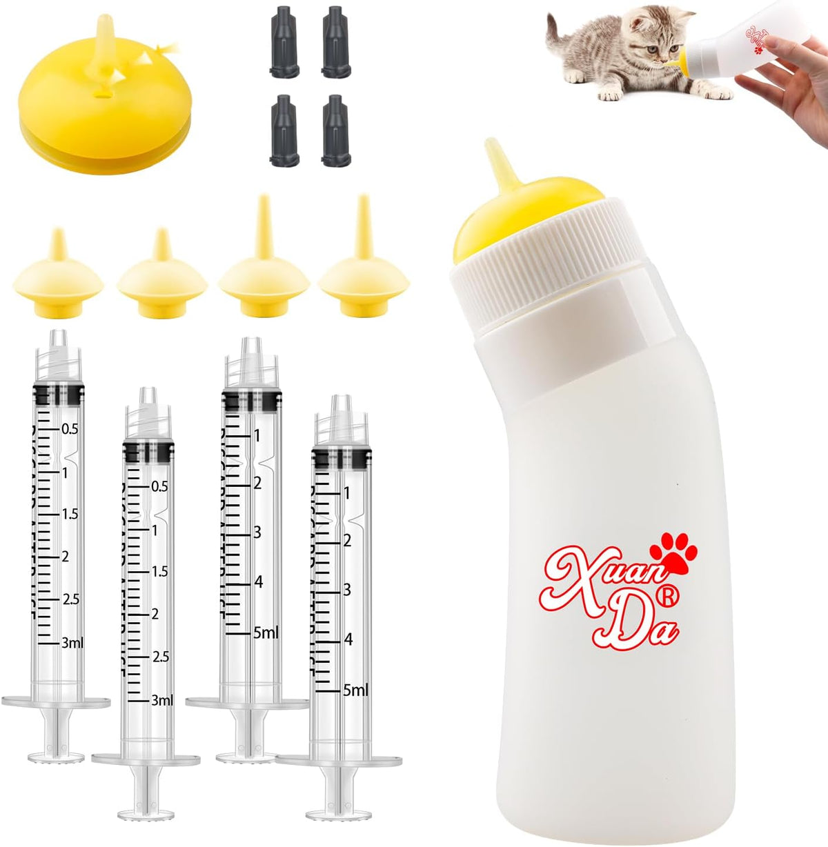 Pet Feeding Nipple with Syringe, Soft Silicone Nursing Pet Feeding Bottle, Ventilation Valve Resistant Tearing for Puppies, Kittens, Rabbit, Small Wildlife (L Nipple,Pink) - Image 11