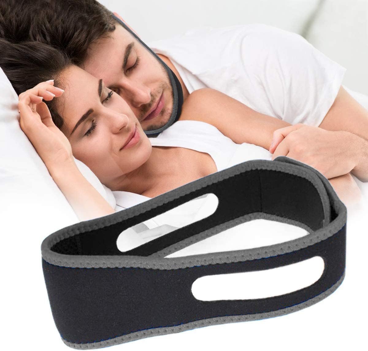 Folanda Anti Snoring Chin Strap front view showing adjustable Velcro closure.