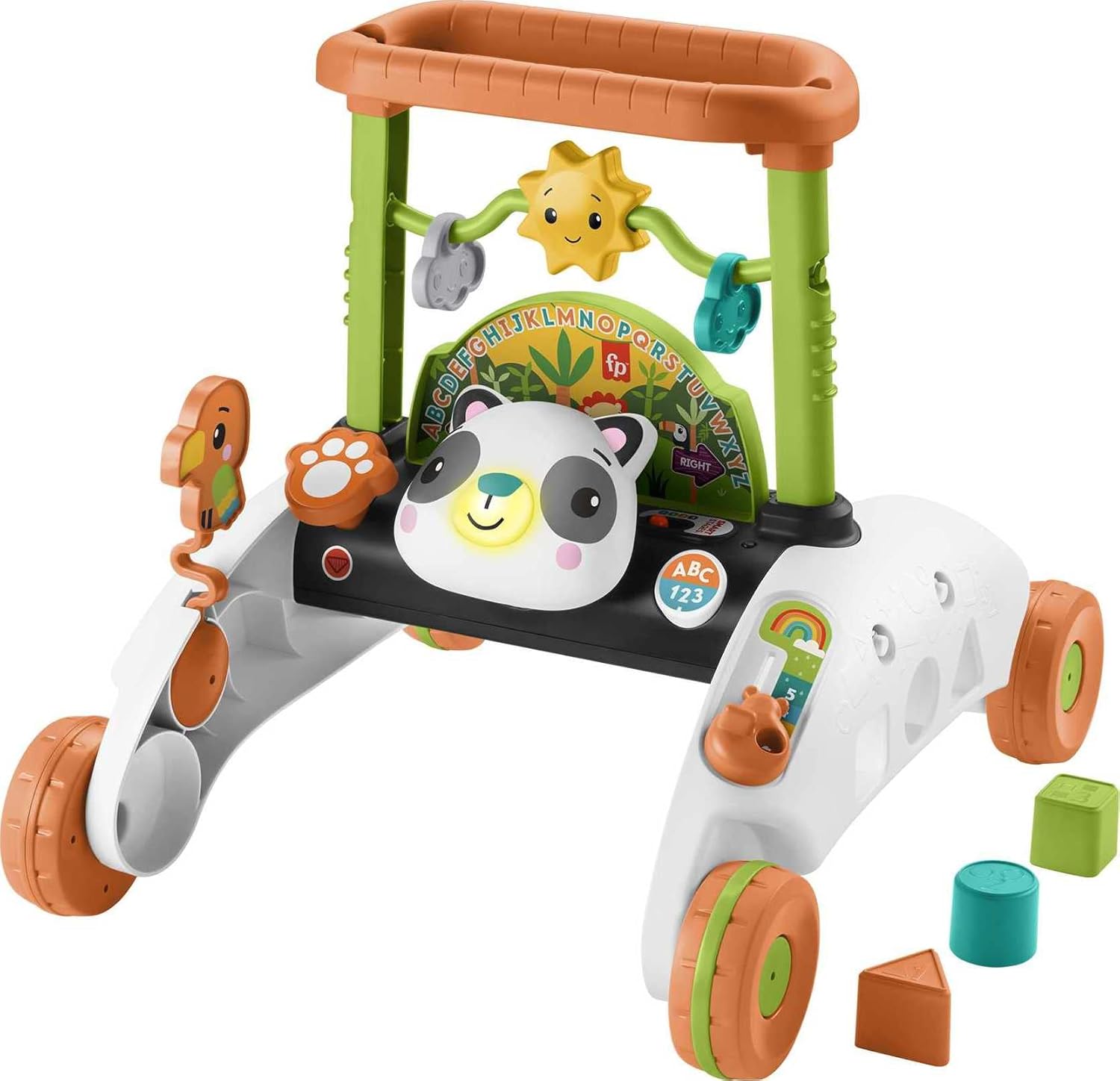 Fisher-Price 2-Sided Steady Speed Panda Walker front view showing musical dashboard