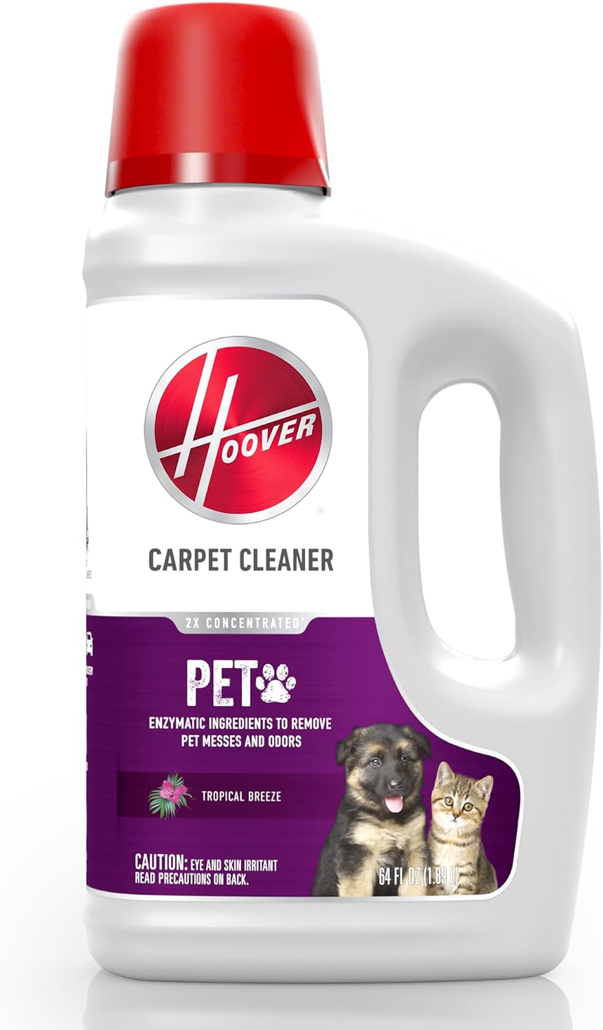 Hoover Pet Pre-Treat spray bottle on a carpet surface