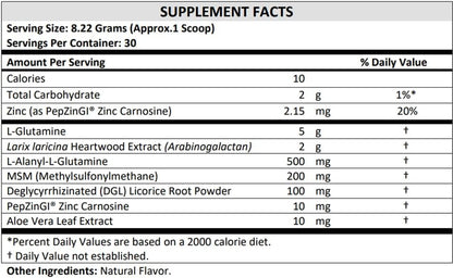 Terra Origin Healthy Gut ingredients label