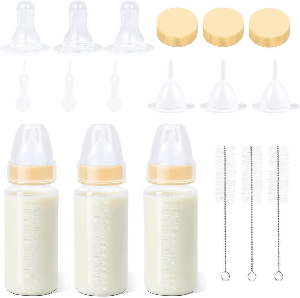 ASEVAT 2 oz 3Pack Kitten Bottles for Nursing,Puppy Bottles for Nursing Puppy Milk, Anti-Choking Puppy Feeder Design,with 4pcs Replaceable and Reusable Silicone Nipples - Image 9
