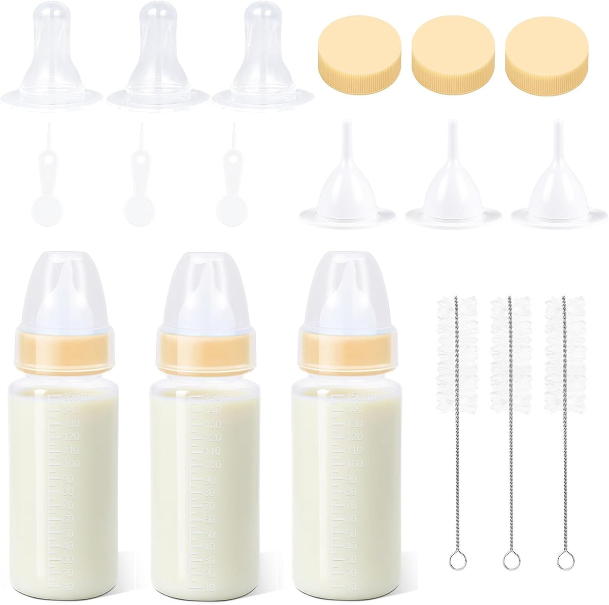 ASEVAT 2 oz 3Pack Kitten Bottles for Nursing,Puppy Bottles for Nursing Puppy Milk, Anti-Choking Puppy Feeder Design,with 4pcs Replaceable and Reusable Silicone Nipples - Image 9