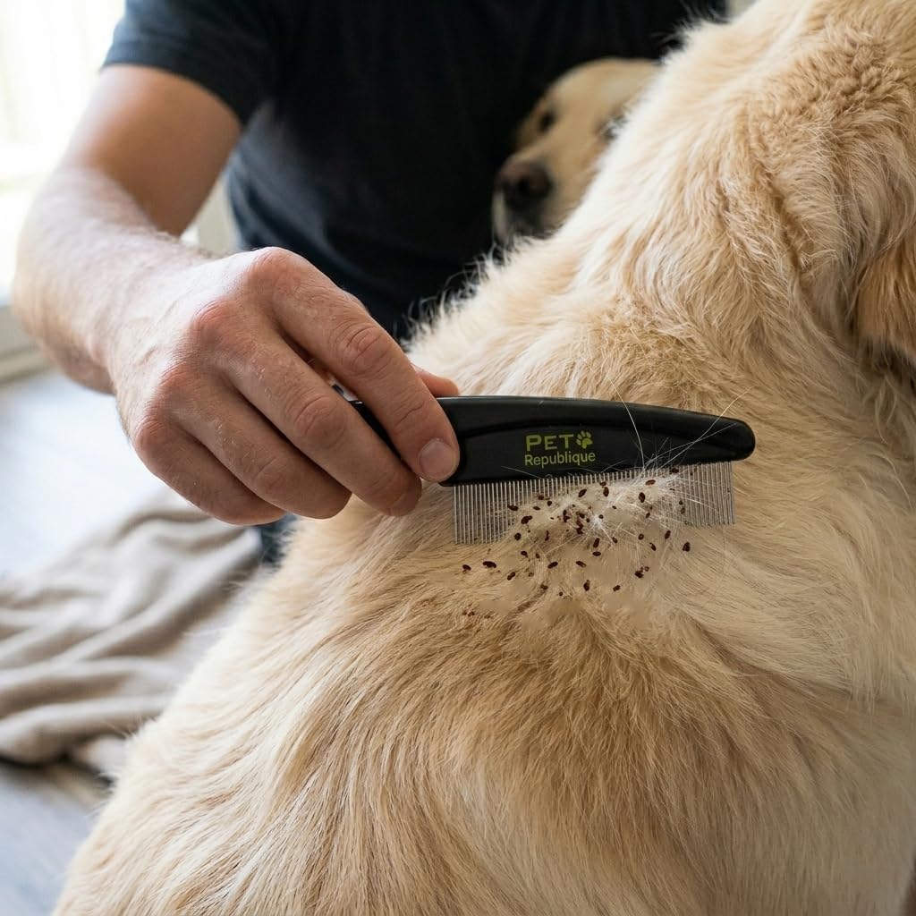 Pet Republique grooming tool held in hand for size reference