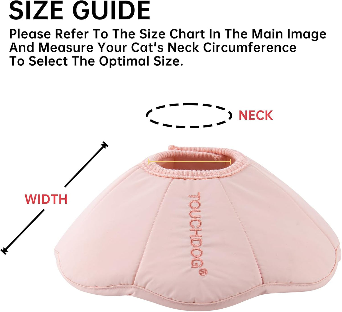 Touchdog foldable cat recovery collar side profile displaying waterproof fabric texture.