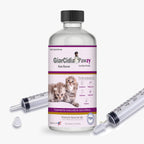 Giarcidia No More Worms cat dewormer front view of glass bottle with dropper